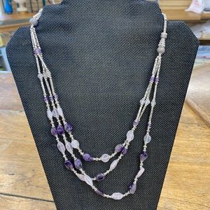 Beaded amethyst,rose quarts sterling silver